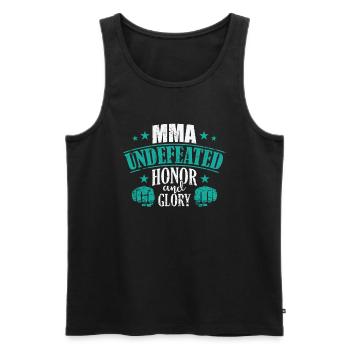 MMA invaincu Honor and Glory Arts Martiaux - Débardeur bio Premium Homme - noir - Devant - AI Model Male 178 light (178cm)