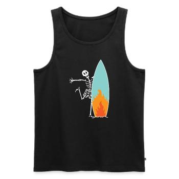 Surfing skeleton with burning surfboard - Men's Premium Organic Tank Top - black - Front - Michal (187cm)