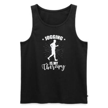 Jogging is my Therapy Fitness Sport Running - Men's Premium Organic Tank Top - black - Front - Michal (187cm)