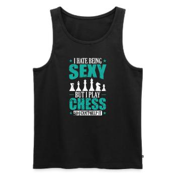 I hate being Sexy but I play Chess Schach - Men's Premium Organic Tank Top - black - Front - AI Model Male 178 light (178cm)