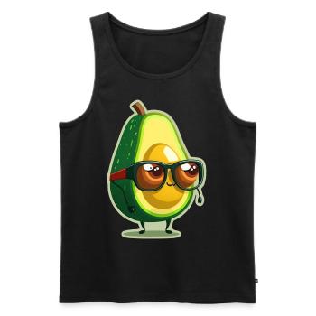 Cute Avocado Glasses Vegetarian Vegans - Men's Premium Organic Tank Top - black - Front - AI Model Male 178 light (178cm)