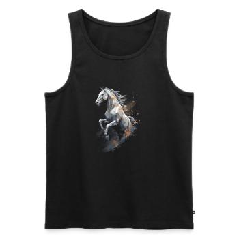 Springpferd Polygon im Staub - Männer Premium Bio Tank Top - Schwarz - Vorne - AI Model Male 178 light (178cm)