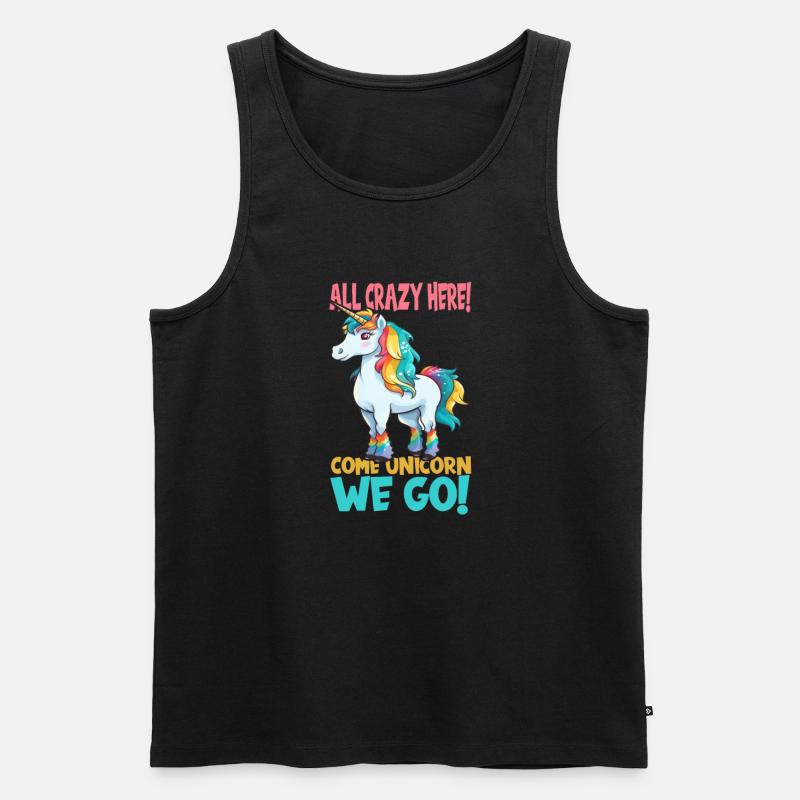 Comic lustiges kleines Einhorn - Männer Premium Bio Tank Top - Schwarz