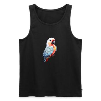 Bunter Papagei im Comic-Stil - Männer Premium Bio Tank Top - Schwarz - Vorne - AI Model Male 178 light (178cm)