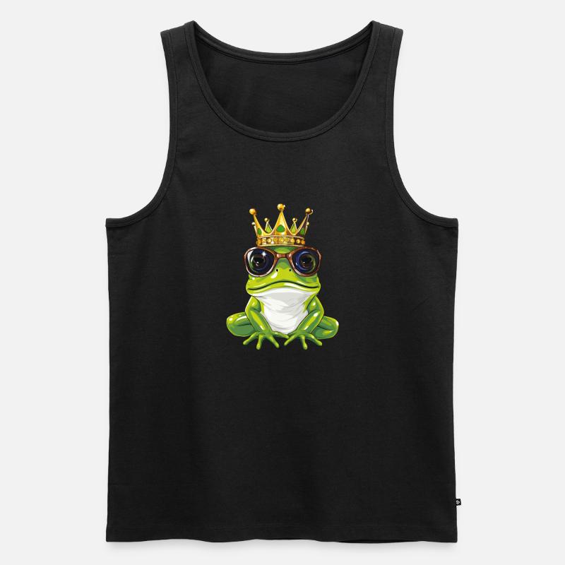 Comic Frosch mit Krone - Männer Premium Bio Tank Top - Schwarz