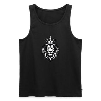 Lion Majestic in black and white with crown - Men's Premium Organic Tank Top - black - Front - Michal (187cm)