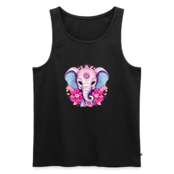 Pink Elephant - Indian Flowers & Ornaments - Men's Premium Organic Tank Top - black - Front - AI Model Male 178 light (178cm)