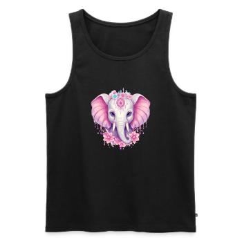 Indischer Elefant in Rosa - Flora und Ornamentik - Männer Premium Bio Tank Top - Schwarz - Vorne - AI Model Male 178 light (178cm)