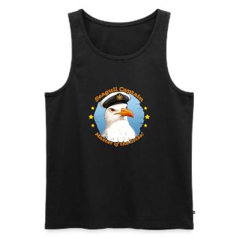 Seagull Captain - French fries expert on the beach - Men's Premium Organic Tank Top - black - Front - Michal (187cm)