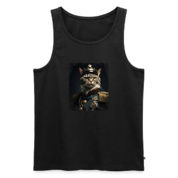 Chat avec couronne et uniforme - Débardeur bio Premium Homme - noir - Devant - AI Model Male 178 light (178cm)