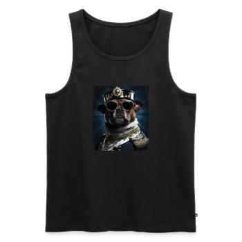 Pug Dog Sunglasses King - Men's Premium Organic Tank Top - black - Front - Michal (187cm)