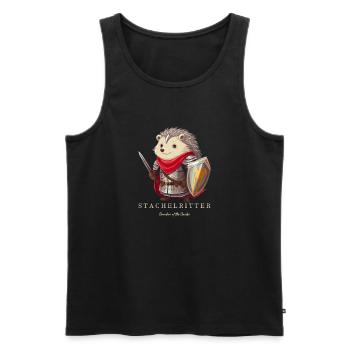 Spiked Knight Comic Hedgehog Knight Garden Guardian - Débardeur bio Premium Homme - noir - Devant - AI Model Male 178 light (178cm)