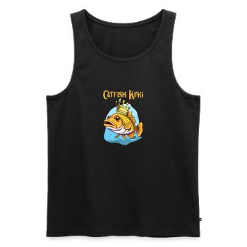 Catfish King Cartoon - Pêche, pêche et chasse - Débardeur bio Premium Homme - noir - Devant - Michal (187cm)