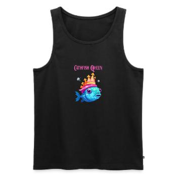 Catfish Queen Cartoon - Pour les pêcheuses - Débardeur bio Premium Homme - noir - Devant - Michal (187cm)