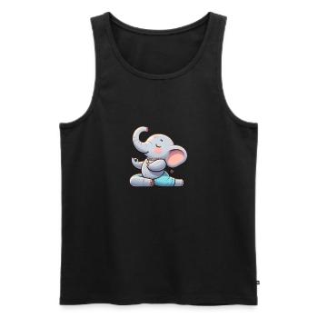 Éléphant Yoga Humour Fitness - Débardeur bio Premium Homme - noir - Devant - AI Model Male 178 light (178cm)