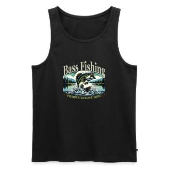Fishing Nature - Perch in the Jump - Men's Premium Organic Tank Top - black - Front - AI Model Male 178 light (178cm)
