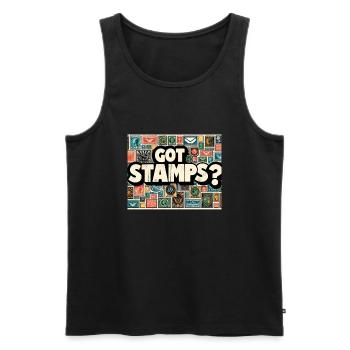 Stamp design for stamp collectors - Men's Premium Organic Tank Top - black - Front - Michal (187cm)