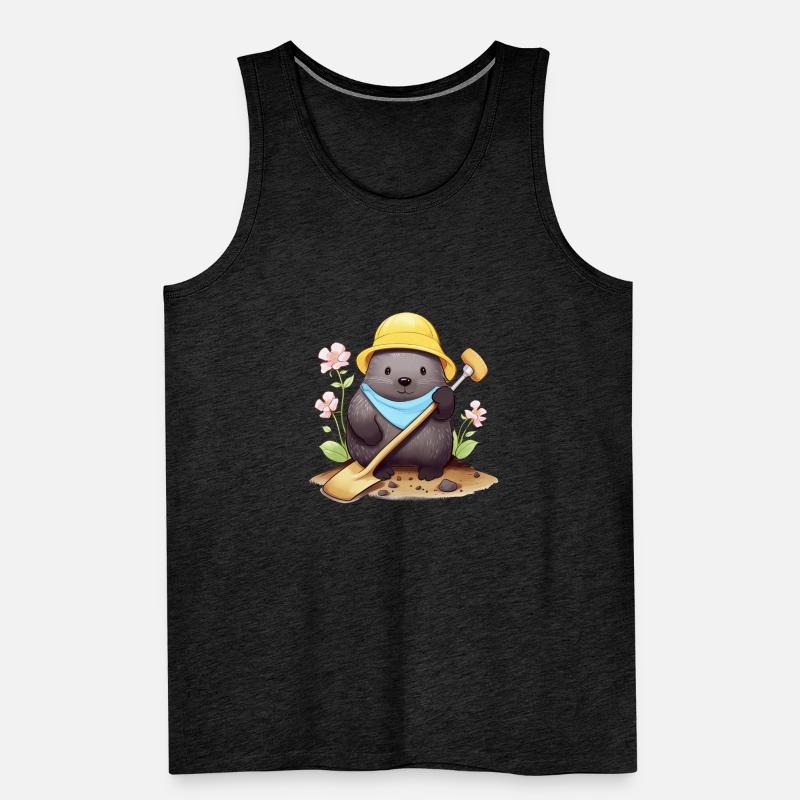 Fröhlicher Comic Maulwurf Männer Premium Bio Tank Top
