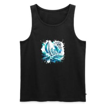 Sailing Ship Regatta Sea - Men's Premium Organic Tank Top - black - Front - Michal (187cm)