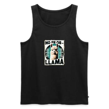 Lama rétro alpaga - Débardeur bio Premium Homme - noir - Devant - AI Model Male 178 light (178cm)