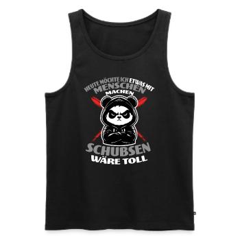 Panda wants to do something with humans - Men's Premium Organic Tank Top - black - Front - Michal (187cm)