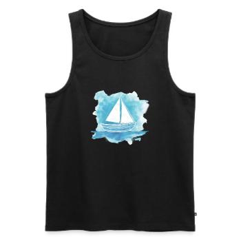 Boat sails across the sea - Men's Premium Organic Tank Top - black - Front - Michal (187cm)