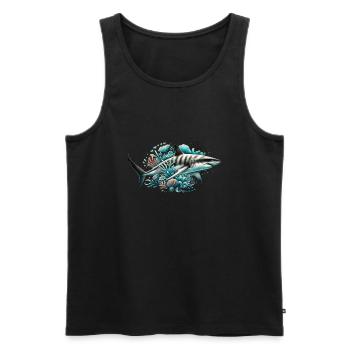 Big shark on an underwater reef - Men's Premium Organic Tank Top - black - Front - Michal (187cm)