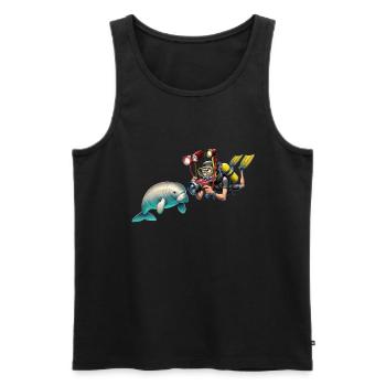 Diver meets dugong underwater - Men's Premium Organic Tank Top - black - Front - Michal (187cm)