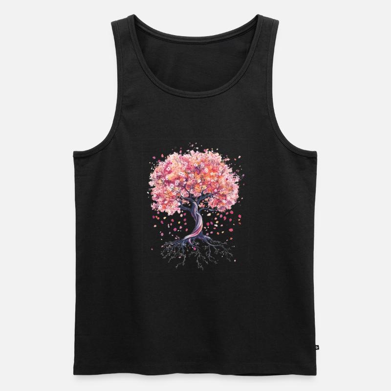 Kirschbaum in Blüte - Männer Premium Bio Tank Top - Schwarz