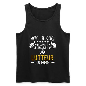 voici meilleur papa lutteur au monde père lutte - Débardeur bio Premium Homme - noir - Devant - Michal (187cm)