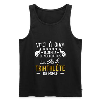voici meilleur papa triathlète au monde triathlon - Débardeur bio Premium Homme - noir - Devant - Michal (187cm)