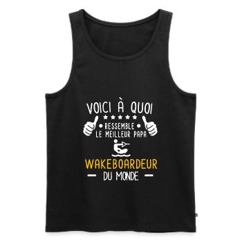 voici meilleur papa wakeboardeur au monde père - Débardeur bio Premium Homme - noir - Devant - Michal (187cm)