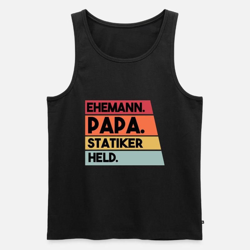 Ehemann Papa Statiker Held - Männer Premium Bio Tank Top - Schwarz