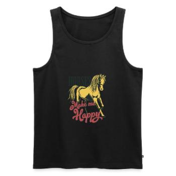 Cheval à cheval - Débardeur bio Premium Homme - noir - Devant - Michal (187cm)