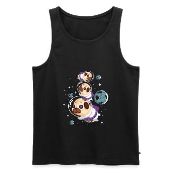 pug dog pug astronaut space - Men's Premium Organic Tank Top - black - Front - AI Model Male 178 light (178cm)