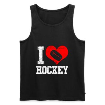 J'aime le coeur de hockey - Débardeur bio Premium Homme - noir - Devant - AI Model Male 178 light (178cm)