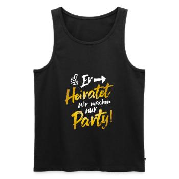 er heiratet wir machen party - Männer Premium Bio Tank Top - Schwarz - Vorne - Michal (187cm)