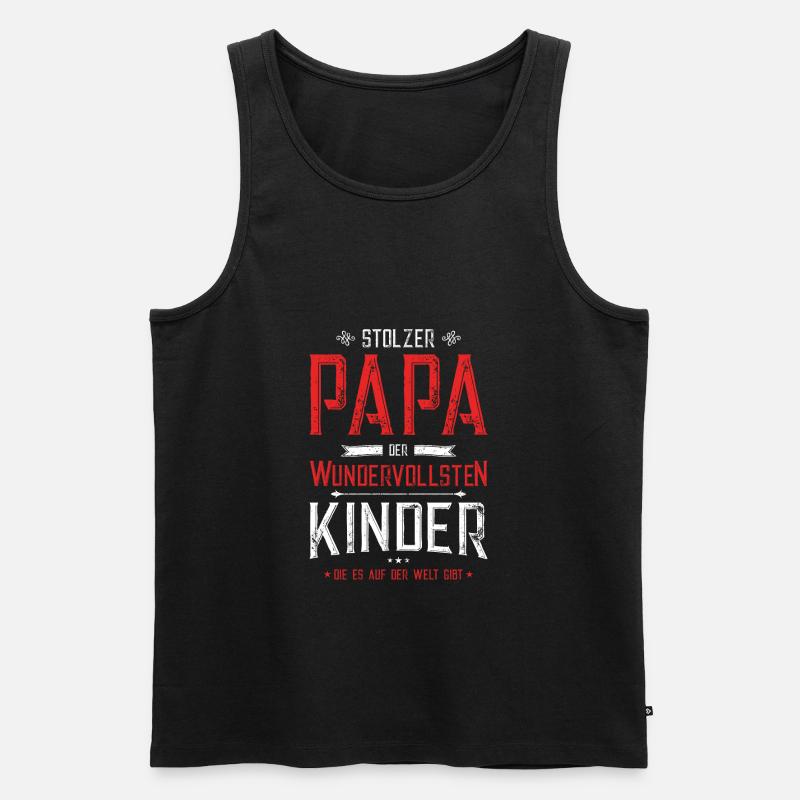 Stolzer Papa der Wundervollsten Kinder - Männer Premium Bio Tank Top - Schwarz