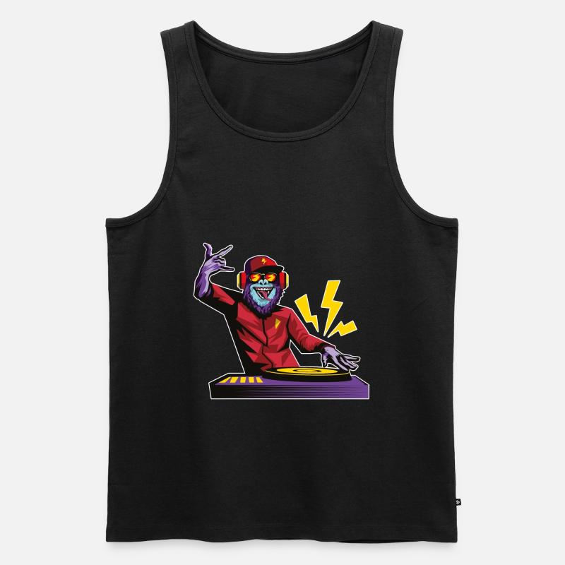 Affe DJ Party Turntable - Männer Premium Bio Tank Top - Schwarz