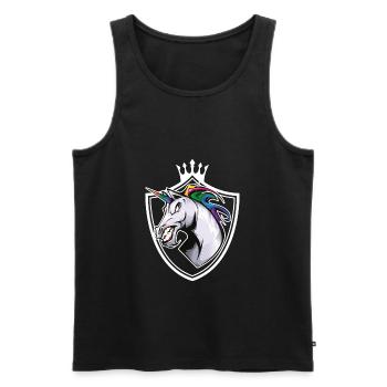 Einhorn Kopf Wappen - Männer Premium Bio Tank Top - Schwarz - Vorne - Michal (187cm)