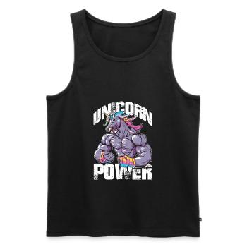 Einhorn Power Fitness - Männer Premium Bio Tank Top - Schwarz - Vorne - Michal (187cm)