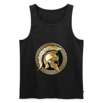 spartaner helm gold - Männer Premium Bio Tank Top - Schwarz - Vorne - Michal (187cm)