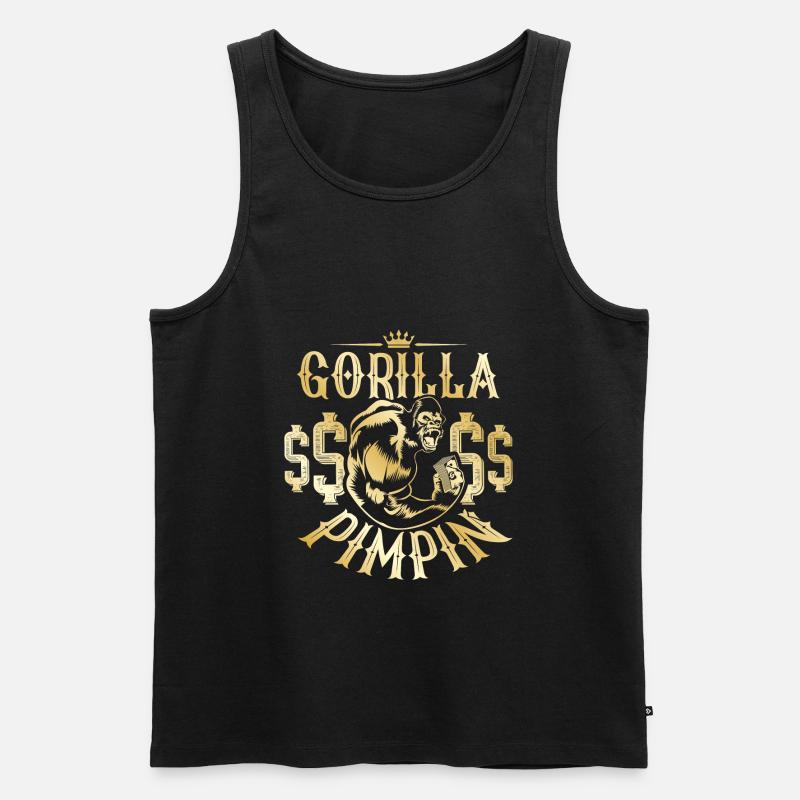Gorilla Pimpin Hustle - Männer Premium Bio Tank Top - Schwarz