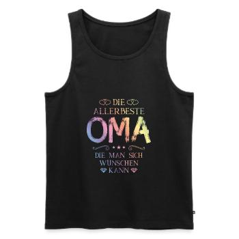 Die Allerbeste Oma Zitat Bunt - Männer Premium Bio Tank Top - Schwarz - Vorne - Michal (187cm)