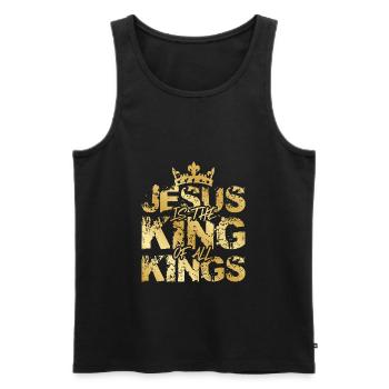 Jésus Roi Christ Roi - Débardeur bio Premium Homme - noir - Devant - Michal (187cm)