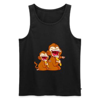 monkey banana funny comic baby monkey - Men's Premium Organic Tank Top - black - Front - AI Model Male 178 light (178cm)