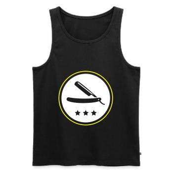 Barber razor blade - Men's Premium Organic Tank Top - black - Front - AI Model Male 178 light (178cm)