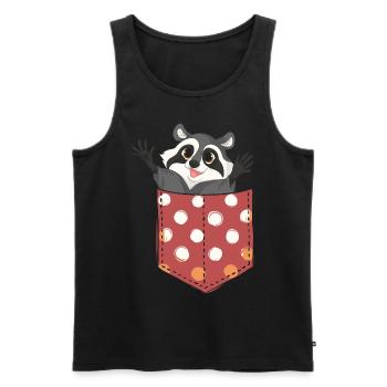 Trash Panda Süßes Geschenk Brusttasche Waschbär - Männer Premium Bio Tank Top - Schwarz - Vorne - Michal (187cm)