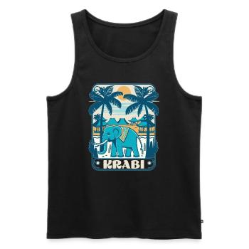 Backpacker Trip Thai Elephant Krabi Thailand - Men's Premium Organic Tank Top - black - Front - AI Model Male 178 light (178cm)