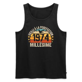 Jahrgang 1974 Retro 1974 Geburtstagsgeschenk - Männer Premium Bio Tank Top - Schwarz - Vorne - Michal (187cm)